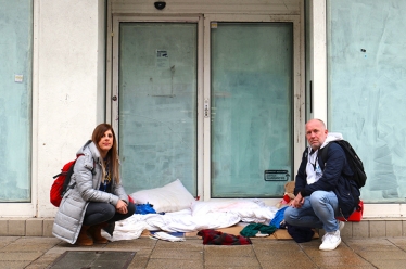 Photo: Outreach Workers Georgina Baumann and Carl Sutherland in Worthing